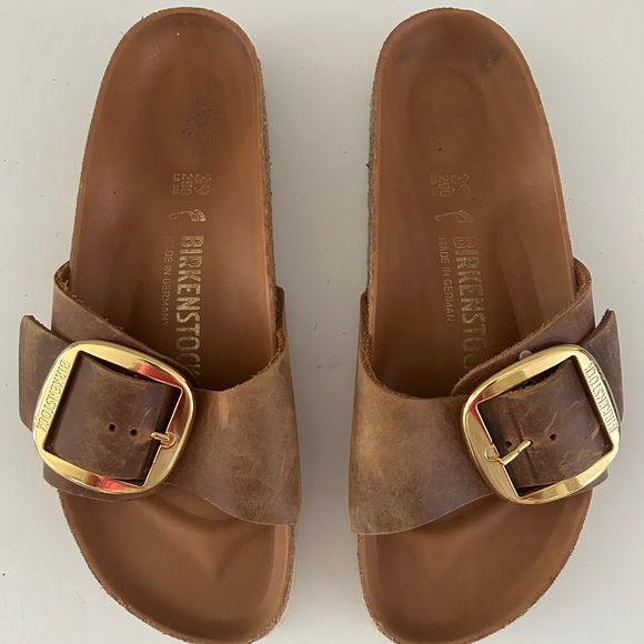 Birkenstock Brown Gold Buckle Sandals - Picture 2 of 3